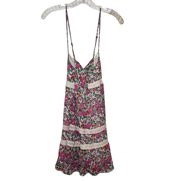 Abercrombie Floral Lace Mini Slip Dress Boho Cottagecore Crossback Lined Sz S - Picture 8 of 13